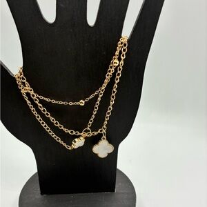 Fashion Jewelry Gold and White Anklet Set